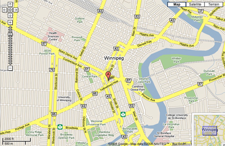 map of downtown winnipeg